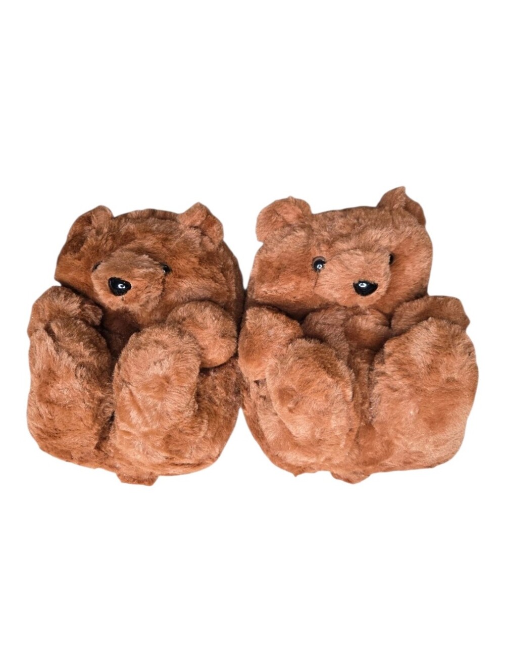 Kids Youth Brown Soft Fuzzy Teddy Bear Comfort Lounge House Slippers One Size